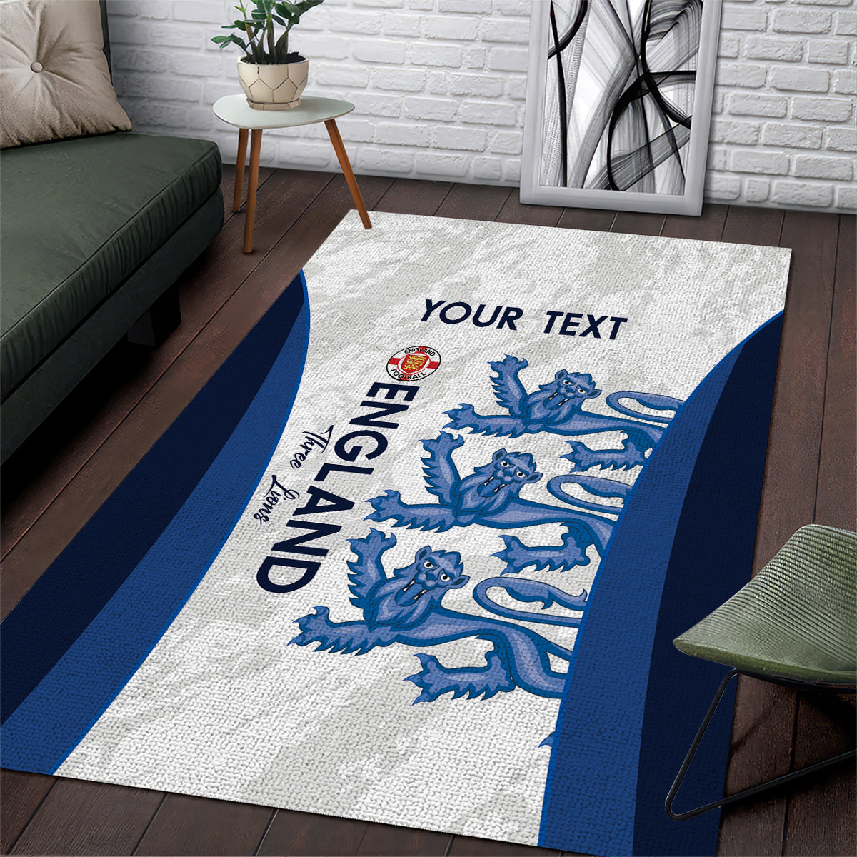 Custom England Football Area Rug 2024 Go Champions Three Lions - Wonder Print Shop