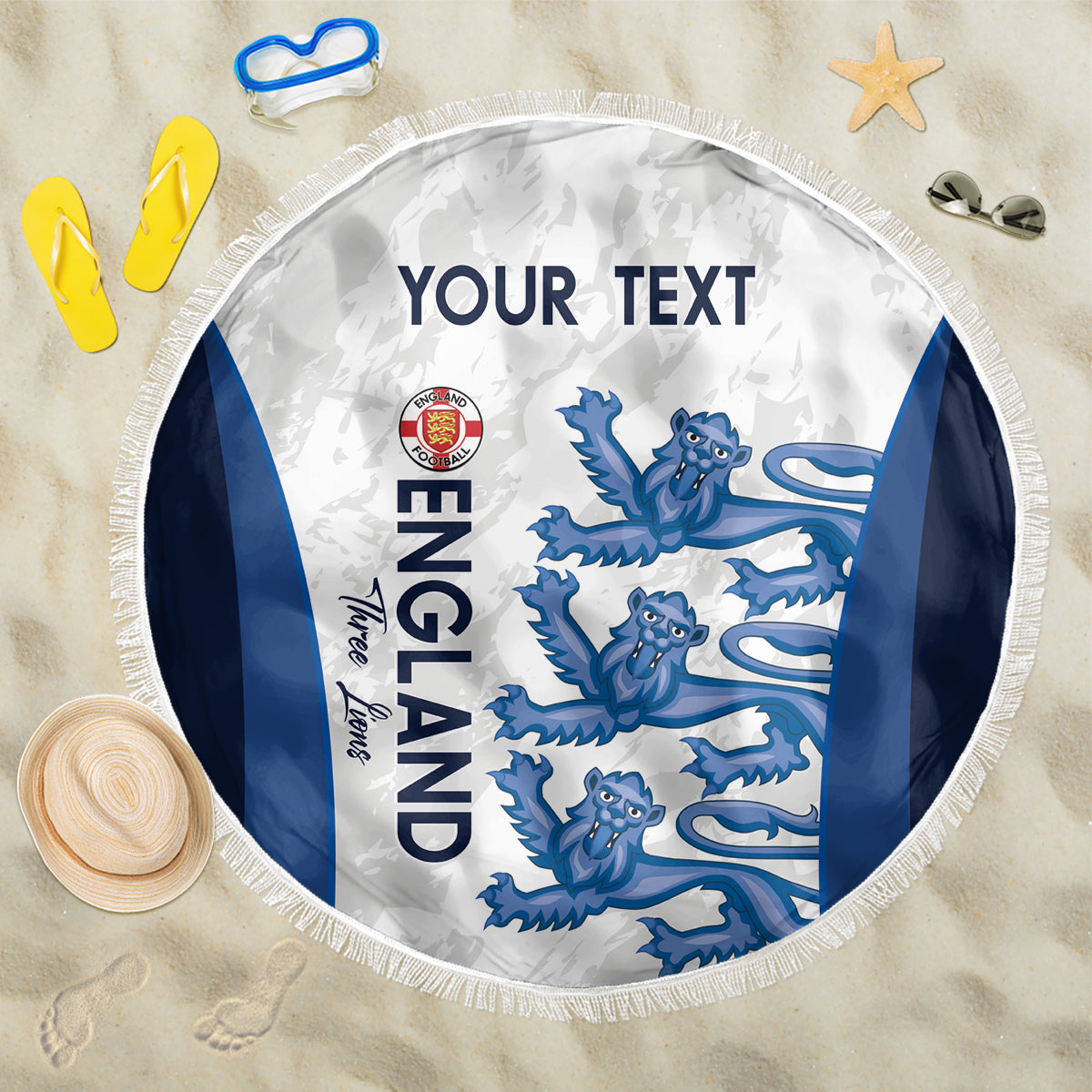 Custom England Football Beach Blanket 2024 Go Champions Three Lions - Wonder Print Shop