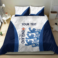 England football bedding set: white duvet and pillowcases with blue stripes and lions crest artwork
