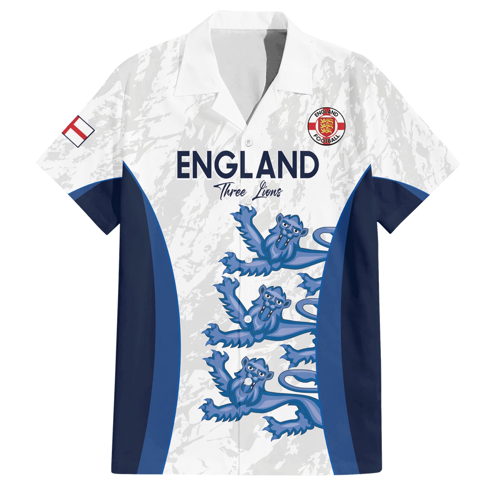 Custom England Football Hawaiian Shirt 2024 Go Champions Three Lions - Wonder Print Shop