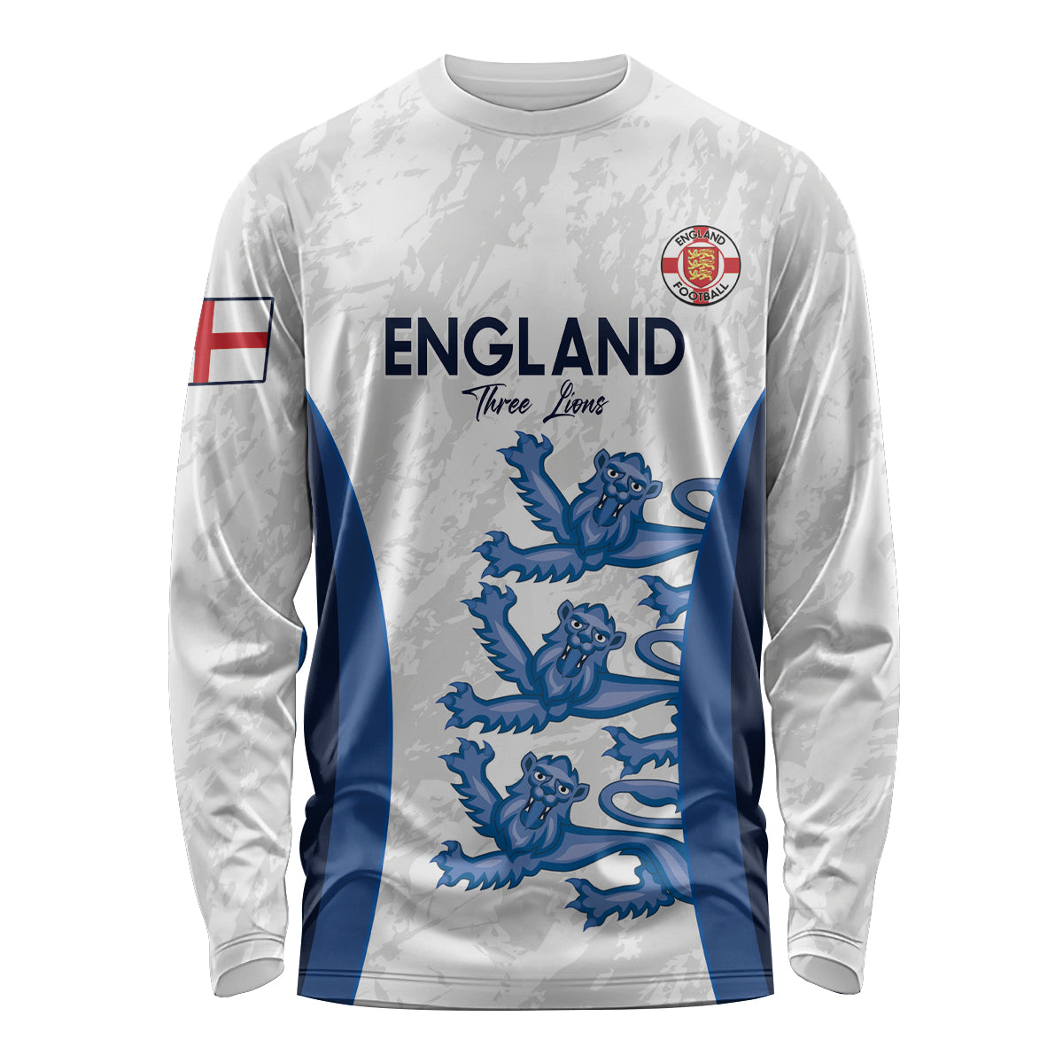 Custom England Football Long Sleeve Shirt 2024 Go Champions Three Lions - Wonder Print Shop