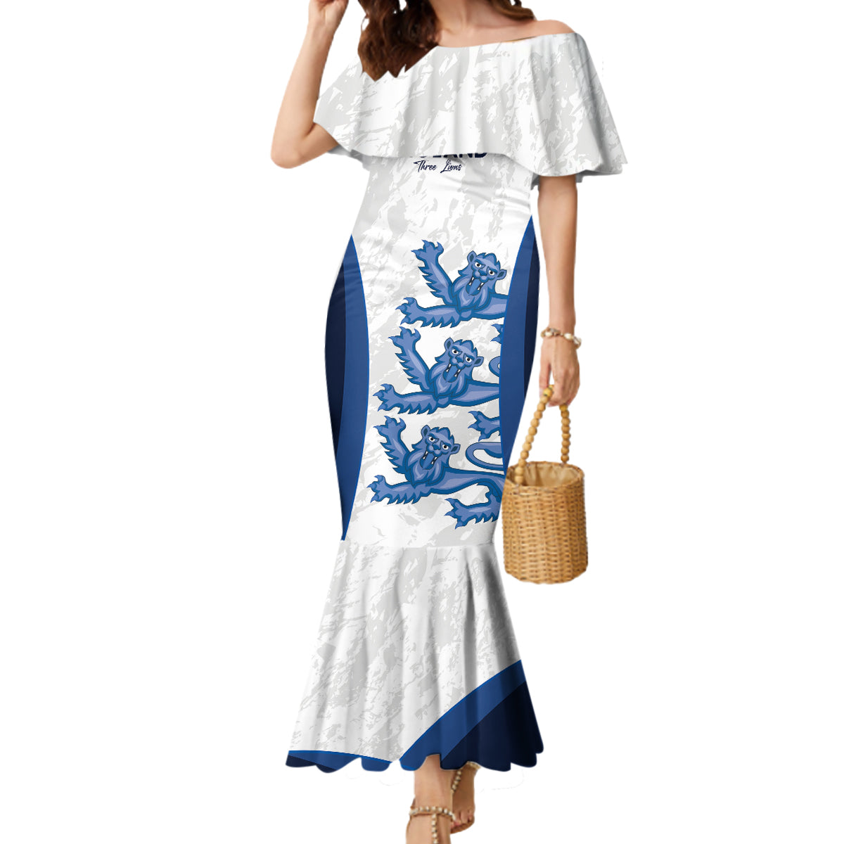 Custom England Football Mermaid Dress 2024 Go Champions Three Lions - Wonder Print Shop