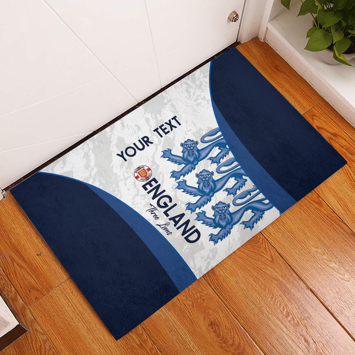 Custom England Football Rubber Doormat 2024 Go Champions Three Lions