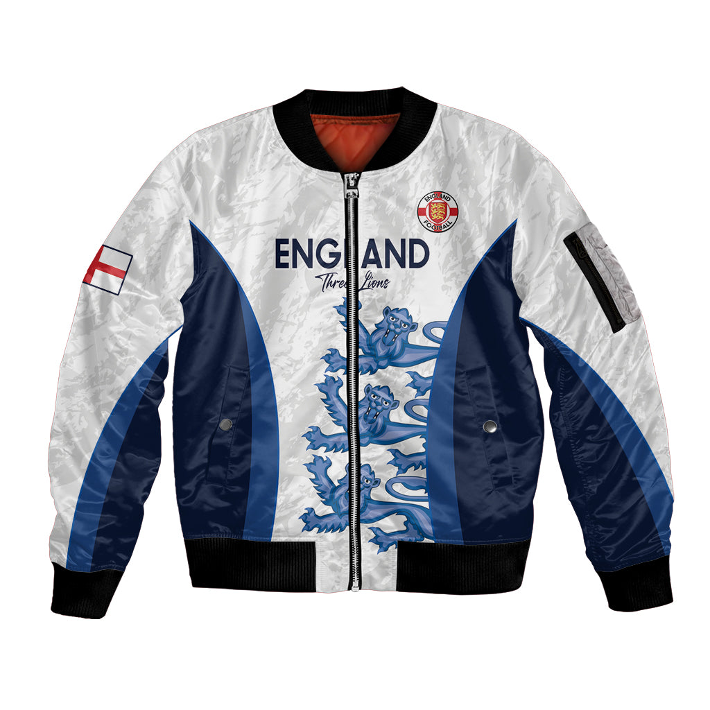 Custom England Football Sleeve Zip Bomber Jacket 2024 Go Champions Three Lions