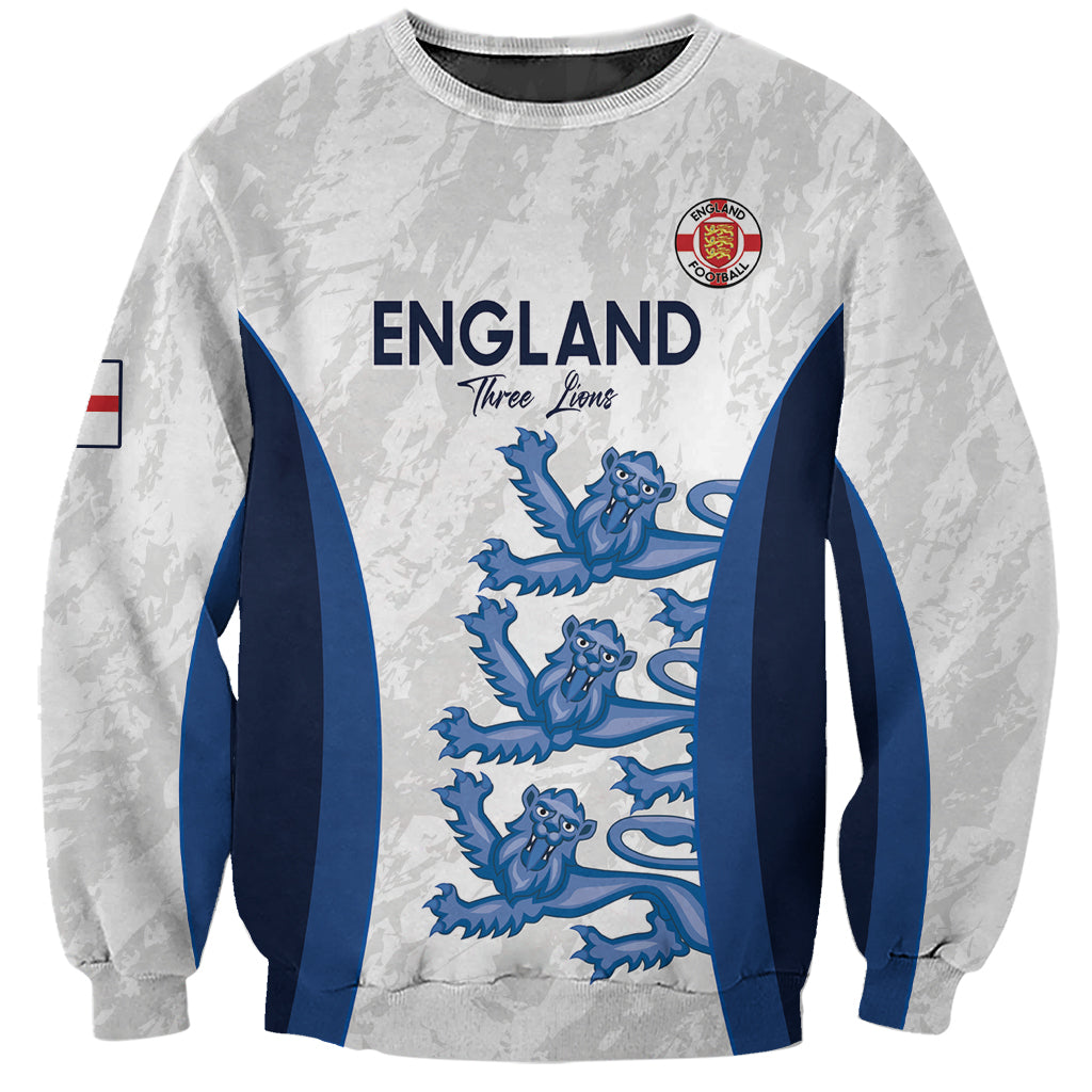 Unisex crewneck sweatshirt, light gray with England crest and blue lion graphic