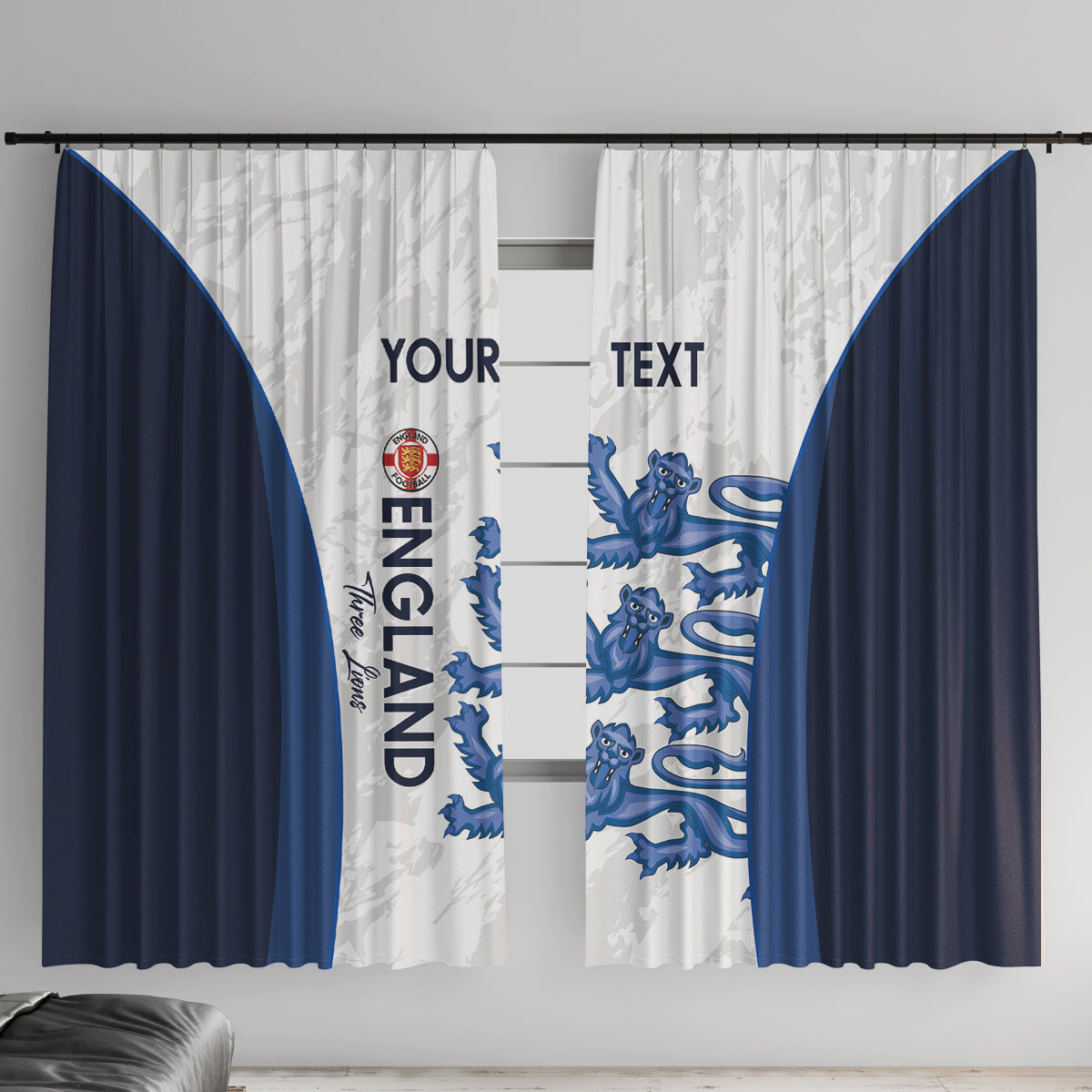 Custom England Football Window Curtain 2024 Go Champions Three Lions