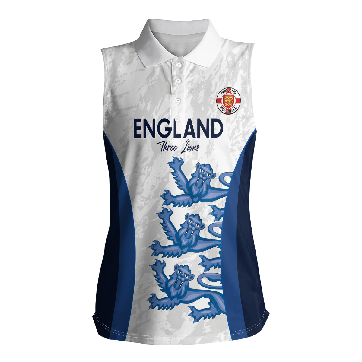 Custom England Football Women Sleeveless Polo Shirt 2024 Go Champions Three Lions