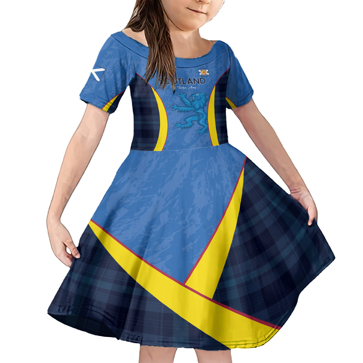 Custom Scotland Football Kid Short Sleeve Dress 2024 Go Champions Scottish - Wonder Print Shop