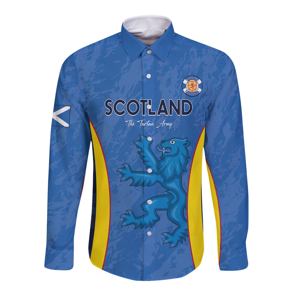 Custom Scotland Football Long Sleeve Button Shirt 2024 Go Champions Scottish - Wonder Print Shop