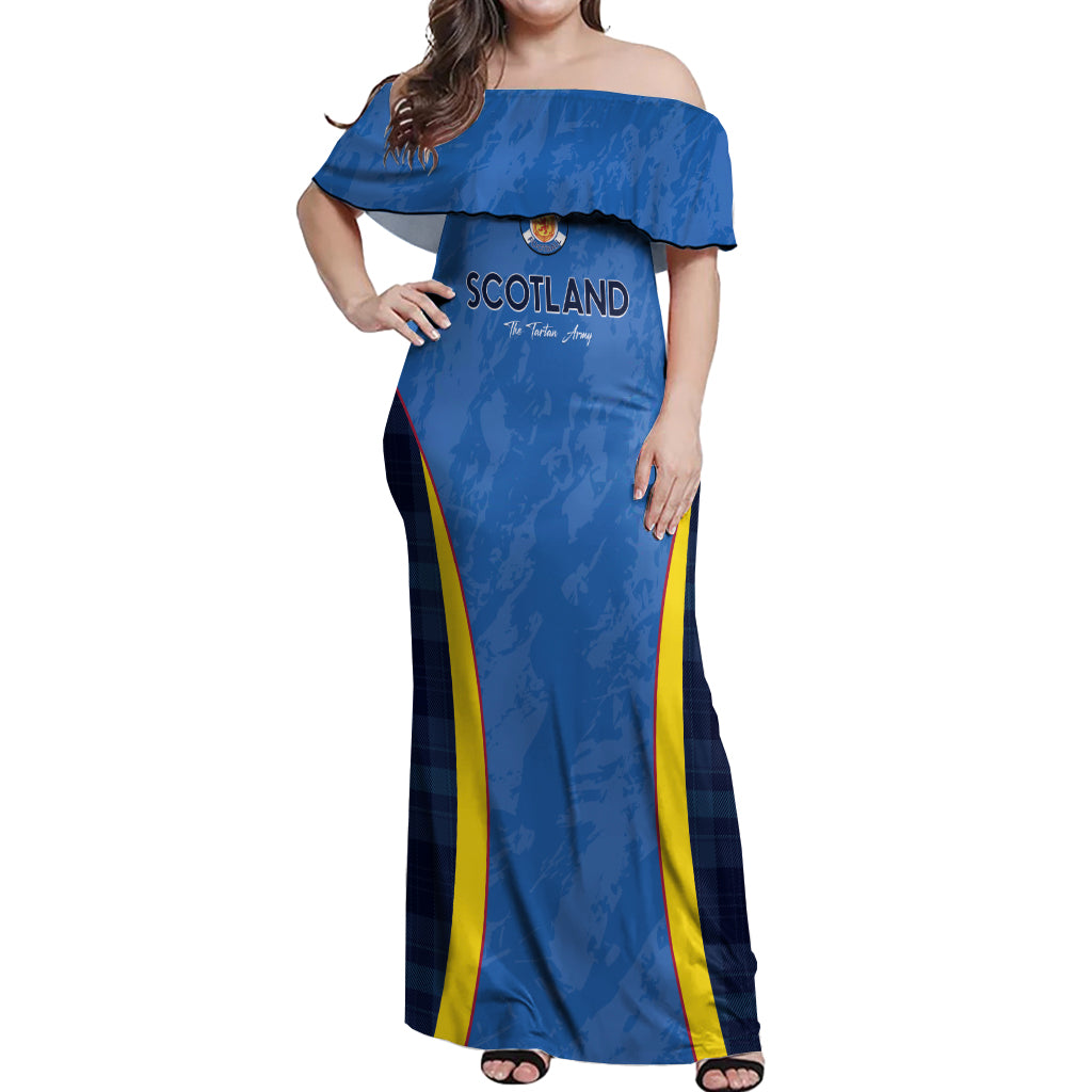 Custom Scotland Football Off Shoulder Maxi Dress 2024 Go Champions Scottish - Wonder Print Shop