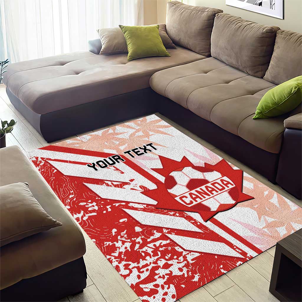 Canada sports area rug, red and white with “YOUR TEXT” and CANADA crest