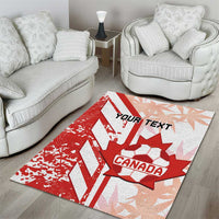 Canada soccer area rug, red and white with “YOUR TEXT” and CANADA maple leaf