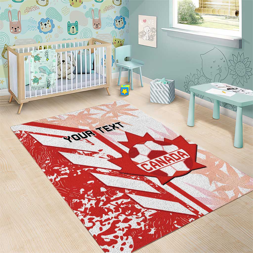 Canada kids area rug, red and white with “YOUR TEXT” and CANADA crest