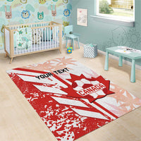 Canada kids area rug, red and white with “YOUR TEXT” and CANADA crest