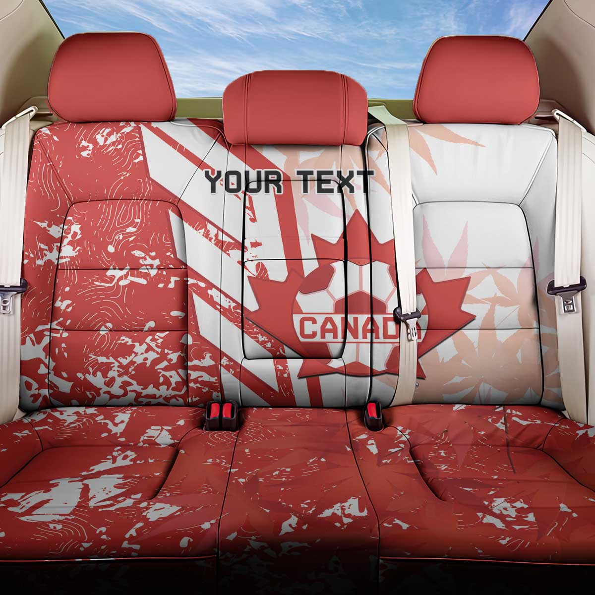 Custom Canada Soccer Back Car Seat Cover Les Rouges Sporty Style - Wonder Print Shop