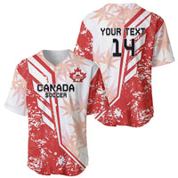 Red and white Canada soccer baseball jersey front and back with crest and number 14