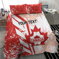 Red and white Canada soccer bedding set with “YOUR TEXT” and crest on duvet