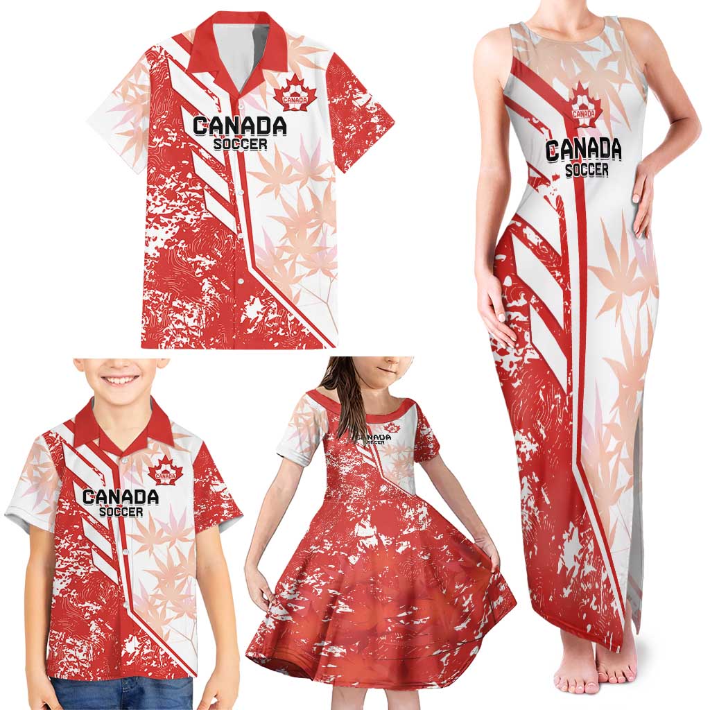 Custom Canada Soccer Family Matching Tank Maxi Dress and Hawaiian Shirt Les Rouges Sporty Style - Wonder Print Shop