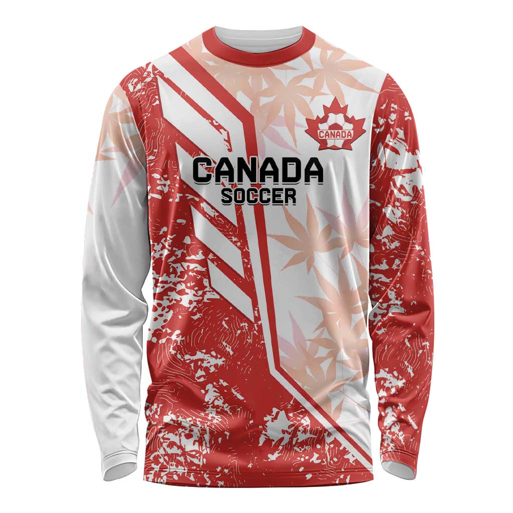 Red & white Canada soccer long-sleeve shirt with crest and graphics