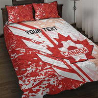 Red and white Canada quilt bed set with 2 pillow shams and big Canada logo panel.