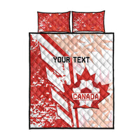 Red and white Canada quilt bed set with 2 pillow shams, 'Your Text' and Canada logo.