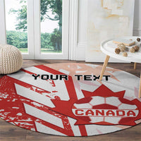 Red and white circular sports carpet with Canada crest and custom text design