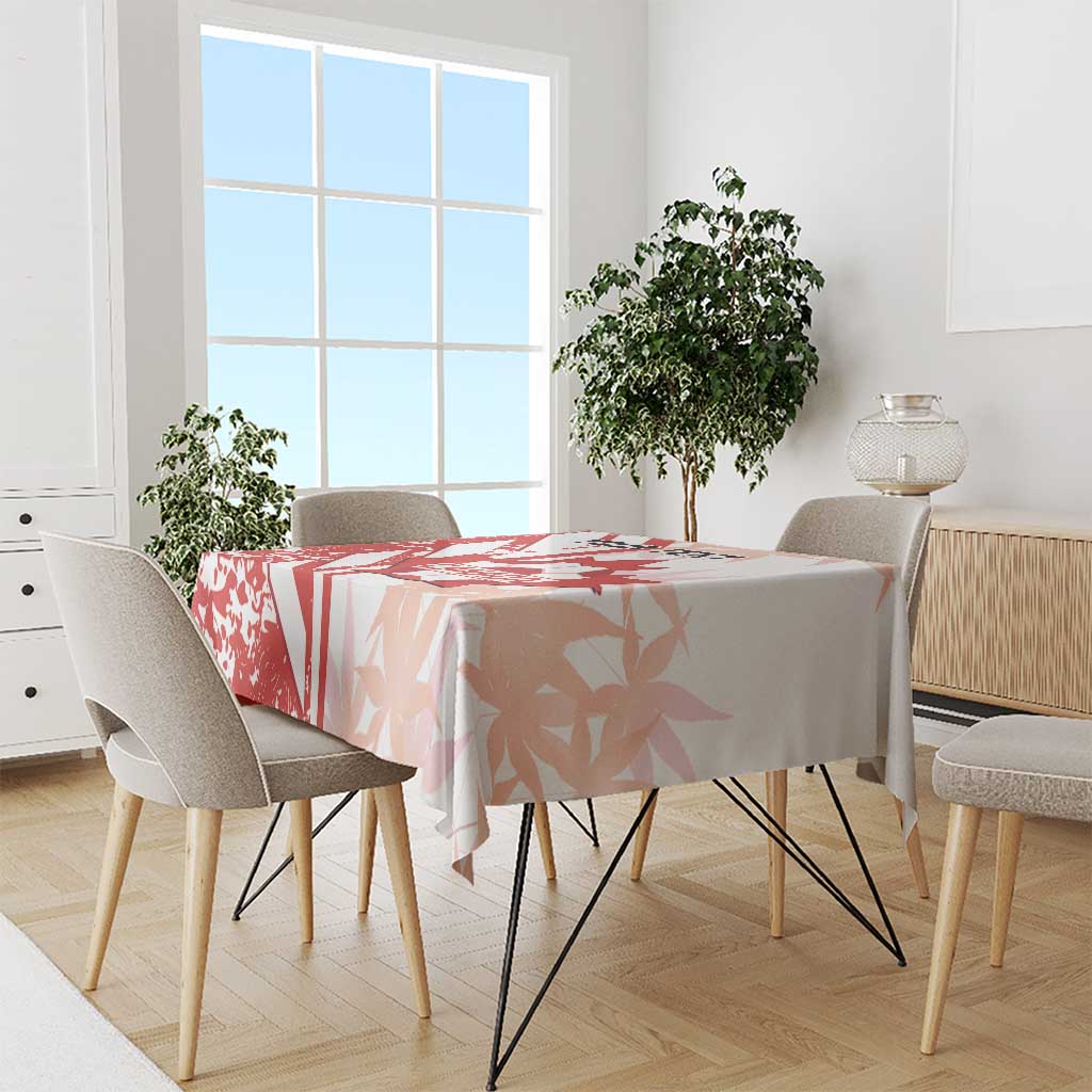 Canada tablecloth in red and white over dining table with four chairs