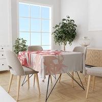 Canada tablecloth in red and white over dining table with four chairs