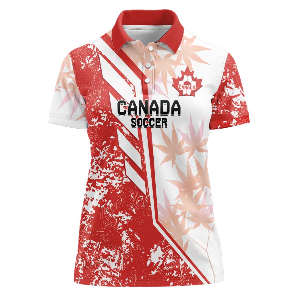 Custom Canada Soccer Women Polo Shirt Les Rouges Sporty Style - Wonder Print Shop