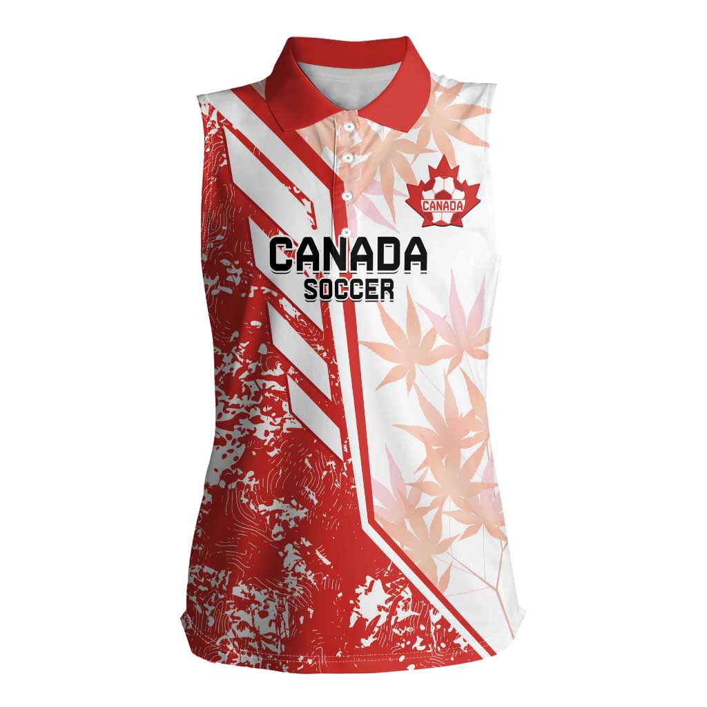 Custom Canada Soccer Women Sleeveless Polo Shirt Les Rouges Sporty Style - Wonder Print Shop