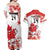 Custom Canada Soccer Couples Matching Off Shoulder Maxi Dress and Hawaiian Shirt Les Rouges Cute Maple Leaf Mascot - Wonder Print Shop