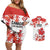 Custom Canada Soccer Couples Matching Off Shoulder Short Dress and Hawaiian Shirt Les Rouges Cute Maple Leaf Mascot - Wonder Print Shop