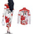 Custom Canada Soccer Couples Matching Off The Shoulder Long Sleeve Dress and Long Sleeve Button Shirt Les Rouges Cute Maple Leaf Mascot