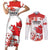 Custom Canada Soccer Couples Matching Short Sleeve Bodycon Dress and Long Sleeve Button Shirt Les Rouges Cute Maple Leaf Mascot - Wonder Print Shop