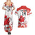 Custom Canada Soccer Couples Matching Summer Maxi Dress and Hawaiian Shirt Les Rouges Cute Maple Leaf Mascot - Wonder Print Shop