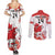 Custom Canada Soccer Couples Matching Summer Maxi Dress and Long Sleeve Button Shirt Les Rouges Cute Maple Leaf Mascot - Wonder Print Shop