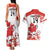 Custom Canada Soccer Couples Matching Tank Maxi Dress and Hawaiian Shirt Les Rouges Cute Maple Leaf Mascot - Wonder Print Shop