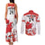 Custom Canada Soccer Couples Matching Tank Maxi Dress and Long Sleeve Button Shirt Les Rouges Cute Maple Leaf Mascot - Wonder Print Shop