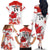 Custom Canada Soccer Family Matching Off The Shoulder Long Sleeve Dress and Hawaiian Shirt Les Rouges Cute Maple Leaf Mascot - Wonder Print Shop