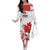 Custom Canada Soccer Family Matching Off The Shoulder Long Sleeve Dress and Hawaiian Shirt Les Rouges Cute Maple Leaf Mascot - Wonder Print Shop