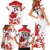 Custom Canada Soccer Family Matching Short Sleeve Bodycon Dress and Hawaiian Shirt Les Rouges Cute Maple Leaf Mascot - Wonder Print Shop