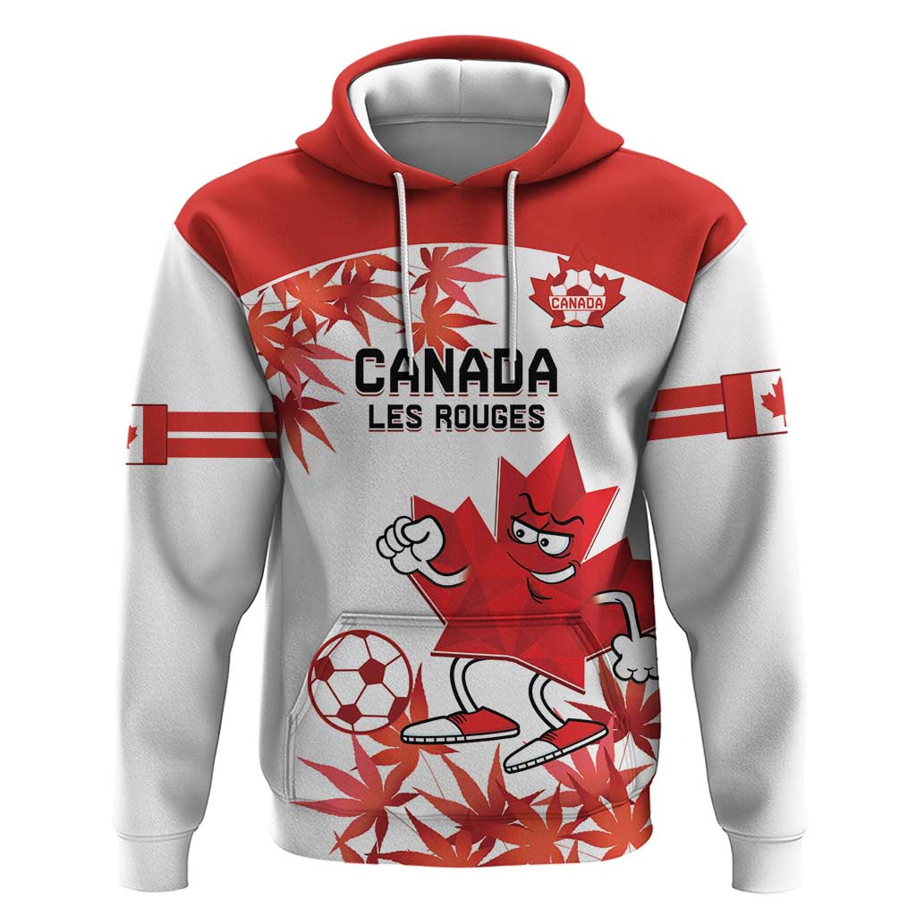 Custom Canada Soccer Hoodie Les Rouges Cute Maple Leaf Mascot - Wonder Print Shop