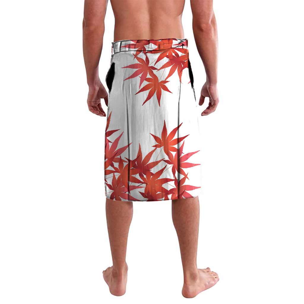 White Canada soccer mascot swim shorts with red maple leaf pattern