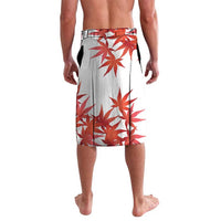 White Canada soccer mascot swim shorts with red maple leaf pattern
