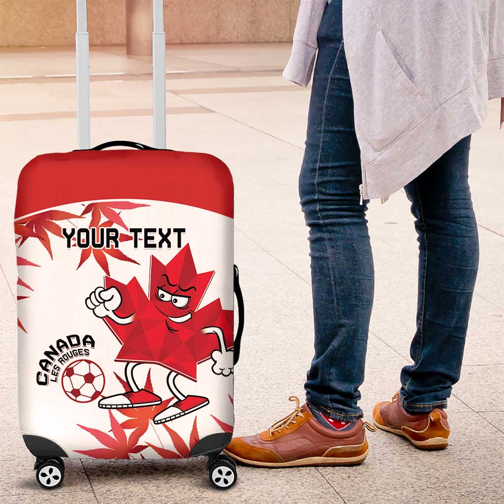 Custom Canada Soccer Luggage Cover Les Rouges Cute Maple Leaf Mascot - Wonder Print Shop