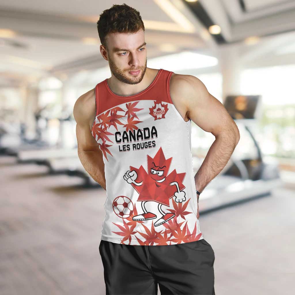 Custom Canada Soccer Men Tank Top Les Rouges Cute Maple Leaf Mascot - Wonder Print Shop