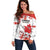 Custom Canada Soccer Off Shoulder Sweater Les Rouges Cute Maple Leaf Mascot - Wonder Print Shop