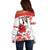 Custom Canada Soccer Off Shoulder Sweater Les Rouges Cute Maple Leaf Mascot - Wonder Print Shop