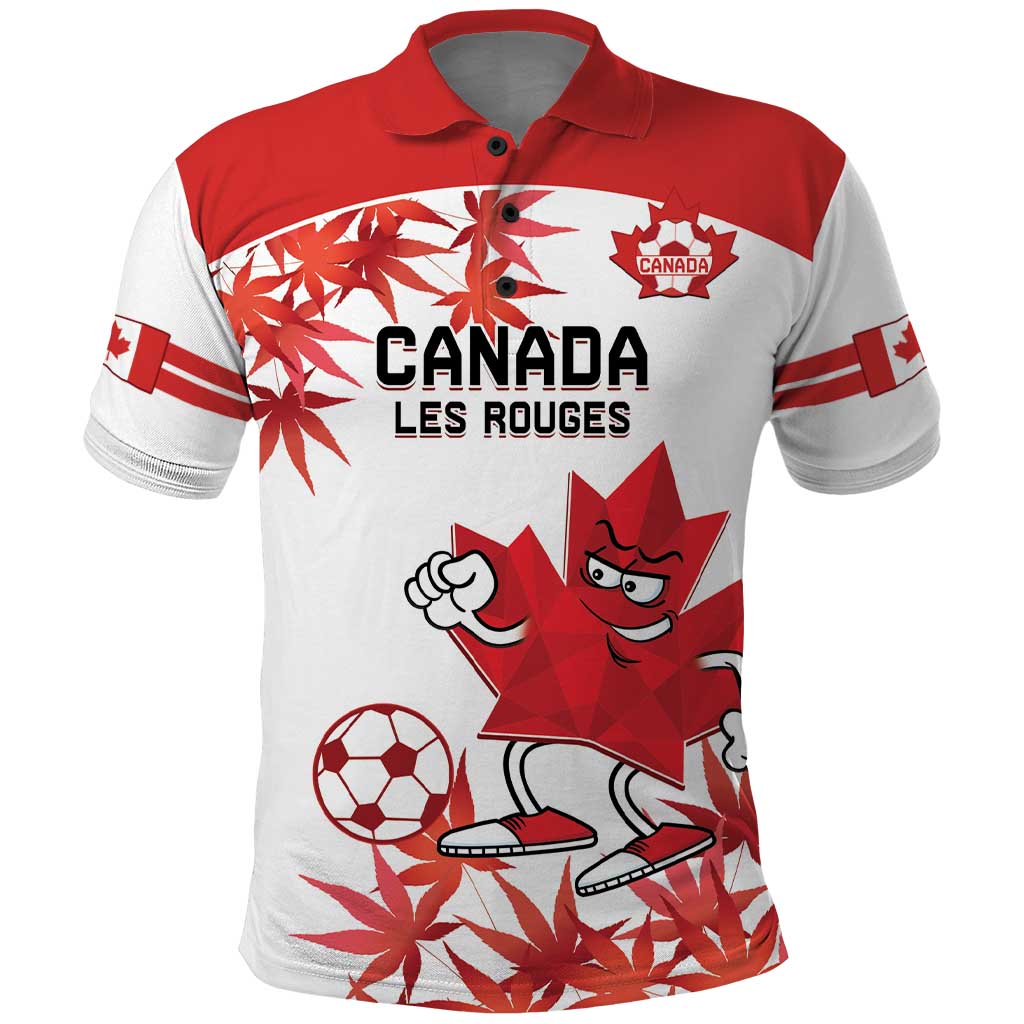 Custom Canada Soccer Polo Shirt Les Rouges Cute Maple Leaf Mascot - Wonder Print Shop