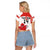 Custom Canada Soccer Raglan Cropped T Shirt Les Rouges Cute Maple Leaf Mascot